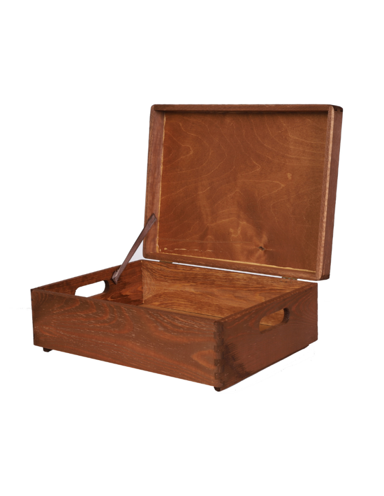 Skrzynie i skrzynki drewniane - Drewniana Skrzynka z wiekiem S-08 / 13,5x40x30 cm - Brązowa - product b2b.wamar.biz 1