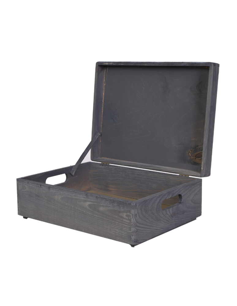 Skrzynie i skrzynki drewniane - Drewniana Skrzynka z wiekiem S-08 / 13,5x40x30 cm - Szara - product b2b.wamar.biz 1