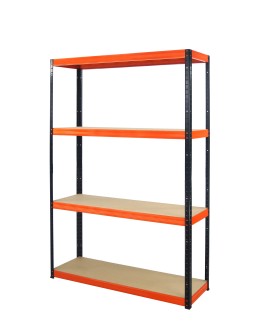Regał Helios 180x090x50 cm 4 półki/400kg Czarno-Pomarańczowy