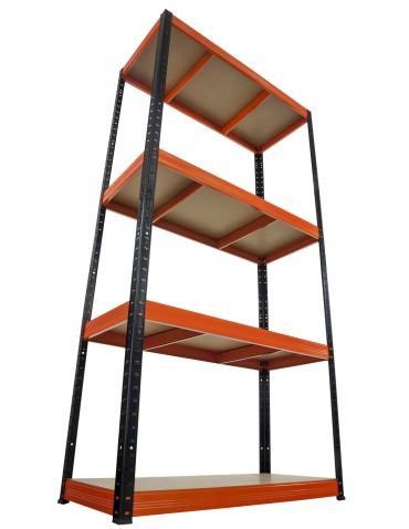 Regały - Regał Helios 180x100x45 cm 4 półki/400kg Czarno-Pomarańczowy - product 13
