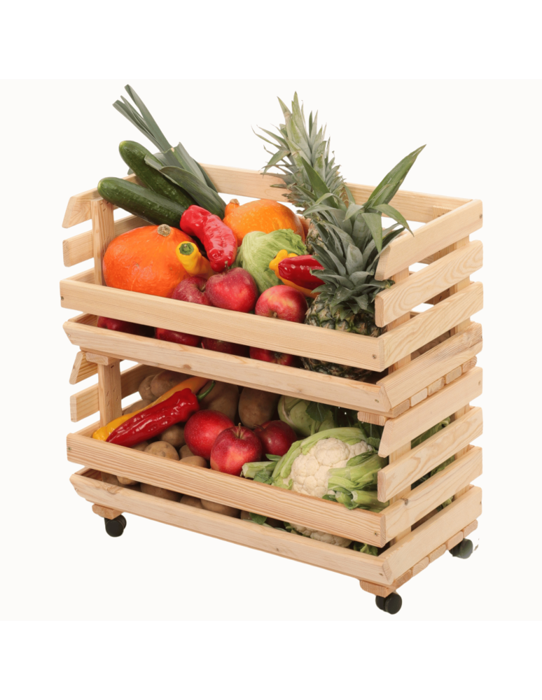 Skrzynie i skrzynki drewniane - Skrzynki na warzywa na kółkach RAWA /szer.57cm - Naturalne - product b2b.wamar.biz 1
