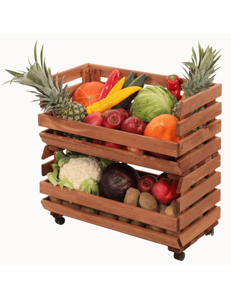 Skrzynie i skrzynki drewniane - Skrzynki na warzywa na kółkach RAWA /szer.57cm - Brązowe - product b2b.wamar.biz 1