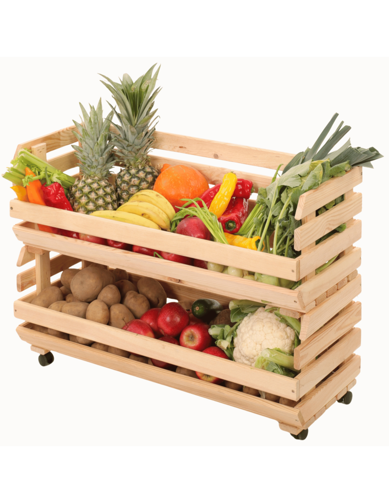 Skrzynie i skrzynki drewniane - Skrzynki na warzywa na kółkach RAWA /szer.77cm - Naturalne - product b2b.wamar.biz 1
