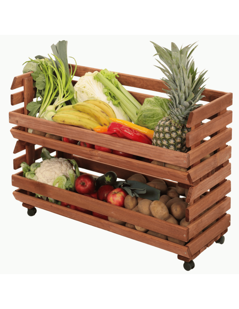 Skrzynie i skrzynki drewniane - Skrzynki na warzywa na kółkach RAWA /szer.77cm - Brązowe - product b2b.wamar.biz 1