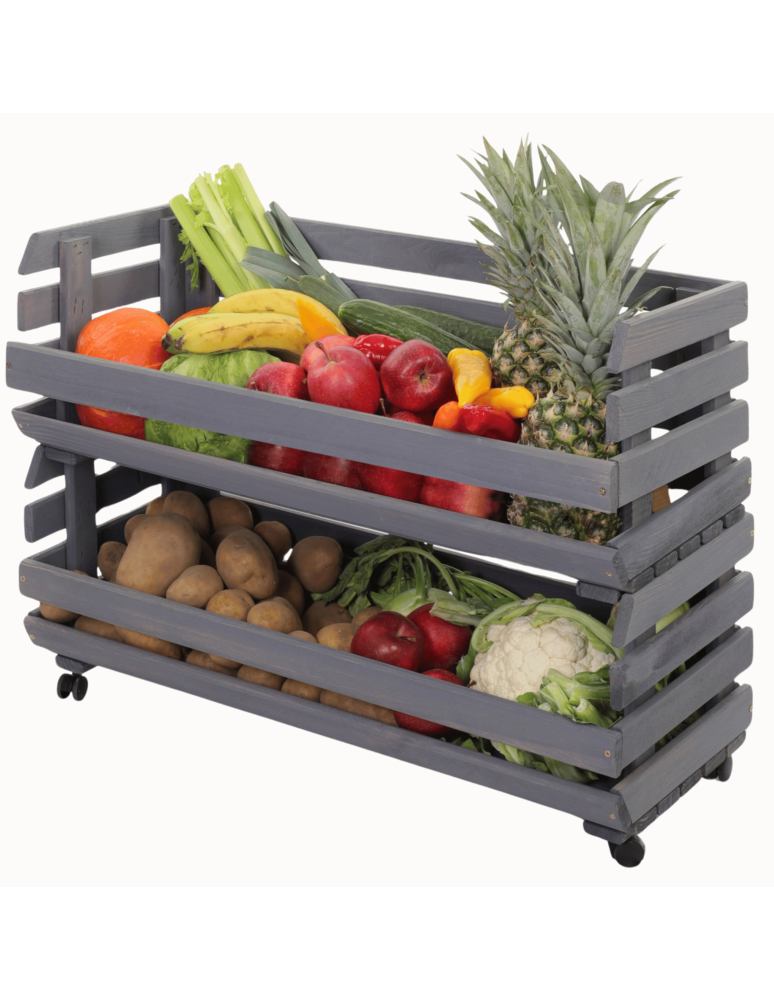Skrzynie i skrzynki drewniane - Skrzynki na warzywa na kółkach RAWA /szer.77cm - Szare - product b2b.wamar.biz 1