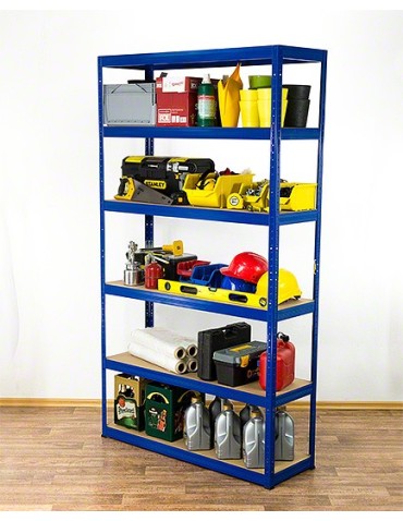Regały - Regał Helios 196x100x35 cm 6 półek/275kg Czarno-Niebieski - product 8