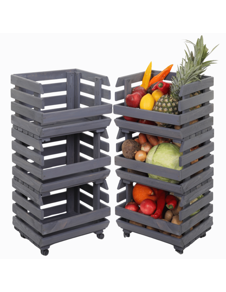 Skrzynie i skrzynki drewniane - Skrzynki na warzywa na kółkach RAWA /szer.37cm -Szare - product b2b.wamar.biz 1