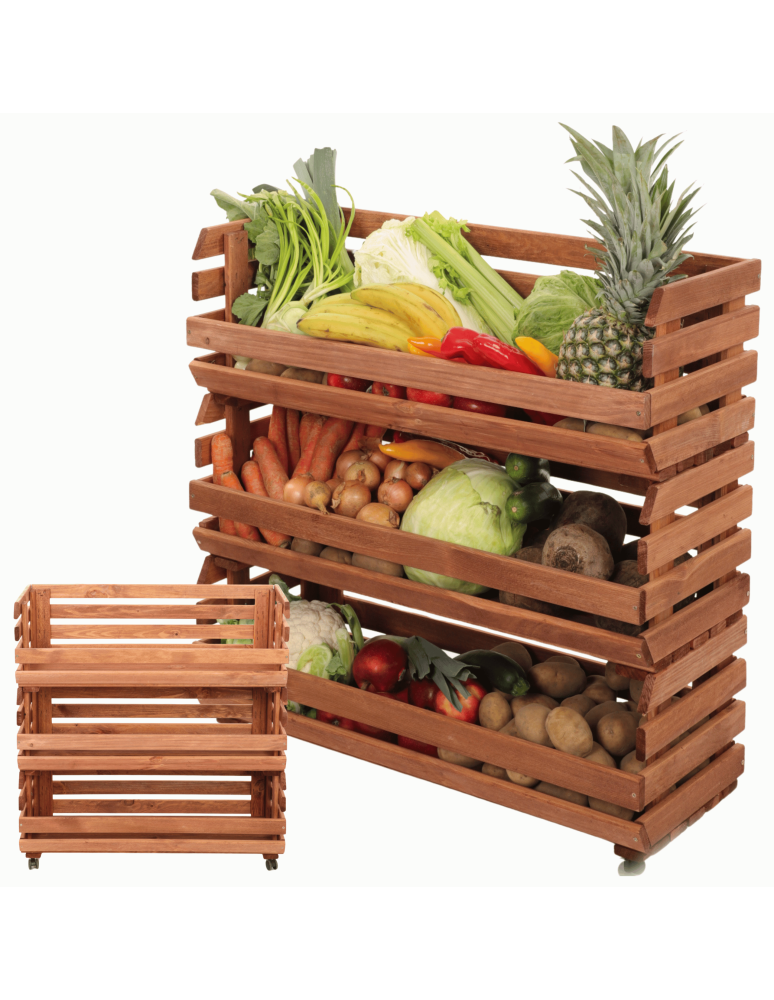 Skrzynie i skrzynki drewniane - Skrzynki na warzywa na kółkach RAWA /szer.77cm - Brązowe - product b2b.wamar.biz 1