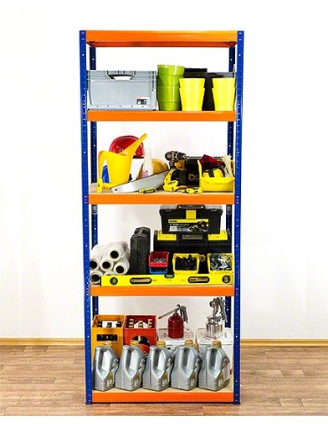 Regały - Regał Helios 196x075x35 cm 5 półek/350kg Czarno-Niebieski - product 3