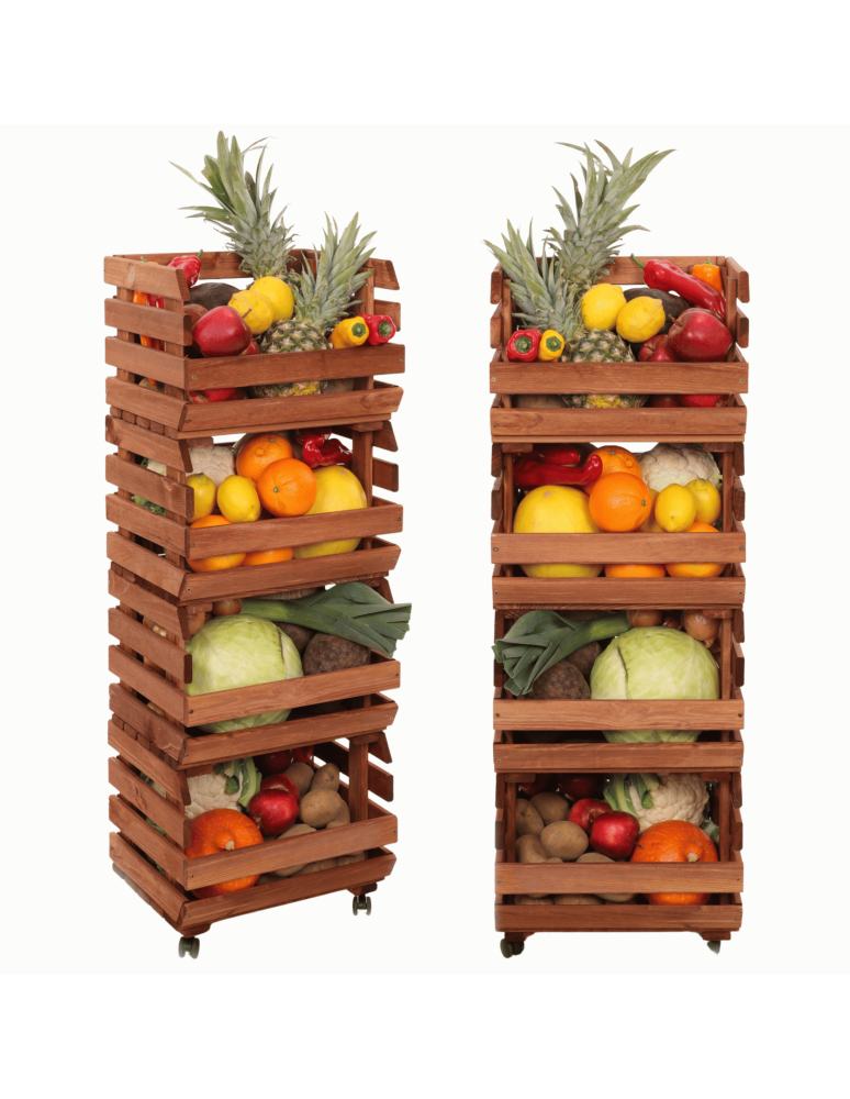 Skrzynie i skrzynki drewniane - Skrzynki na warzywa na kółkach RAWA /szer.37cm -Brązowe - produkt b2b.wamar.biz 1
