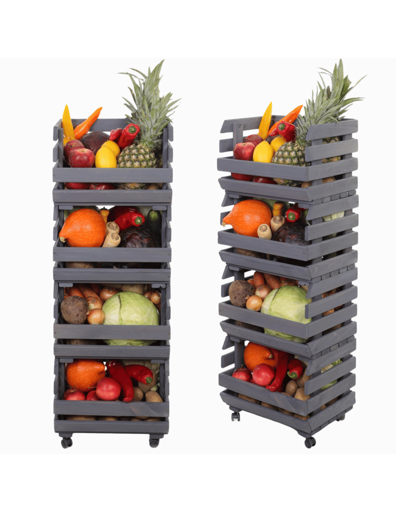 Skrzynie i skrzynki drewniane - Skrzynki na warzywa na kółkach RAWA /szer.37cm -Szare - product b2b.wamar.biz 1