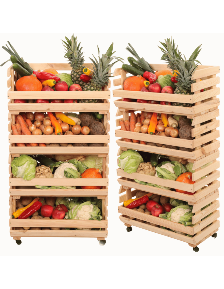 Skrzynie i skrzynki drewniane - Skrzynki na warzywa na kółkach RAWA /szer.57cm - Naturalne - product b2b.wamar.biz 1