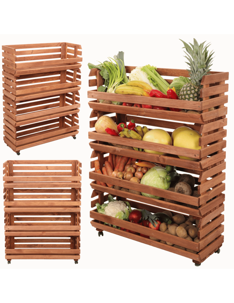 Skrzynie i skrzynki drewniane - Skrzynki na warzywa na kółkach RAWA /szer.77cm - Brązowe - product b2b.wamar.biz 1