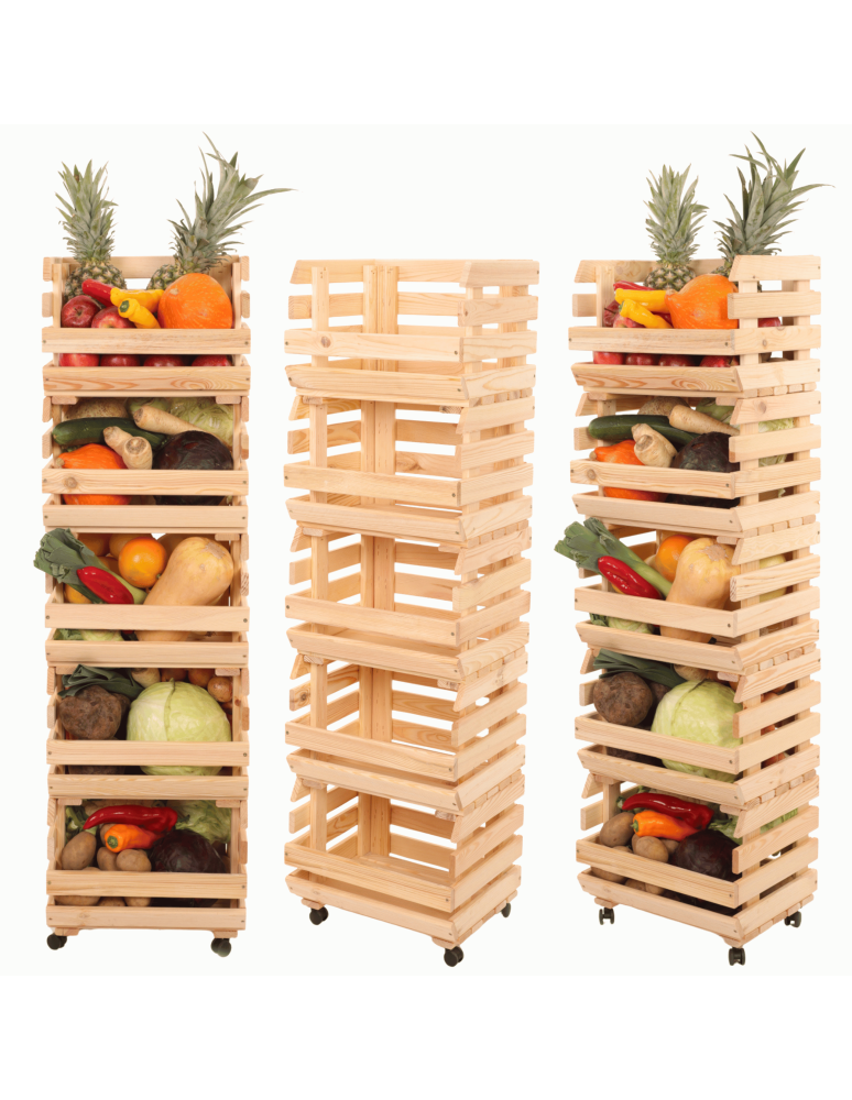 Skrzynie i skrzynki drewniane - Skrzynki na warzywa na kółkach RAWA /szer.37cm - Naturalne - product b2b.wamar.biz 1