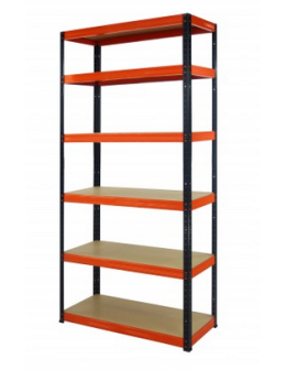 Regał Helios 213x110x60 cm 6 półek/175kg Czarno-Pomarańczowy