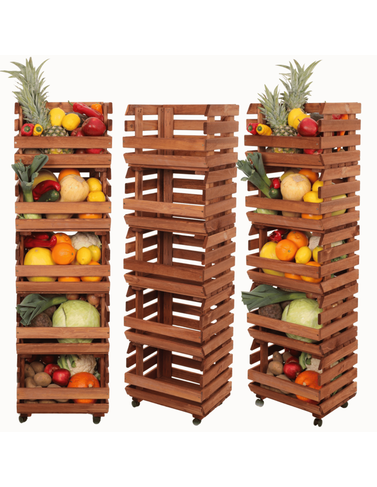 Skrzynie i skrzynki drewniane - Skrzynki na warzywa na kółkach RAWA /szer.37cm -Brązowe - product b2b.wamar.biz 1