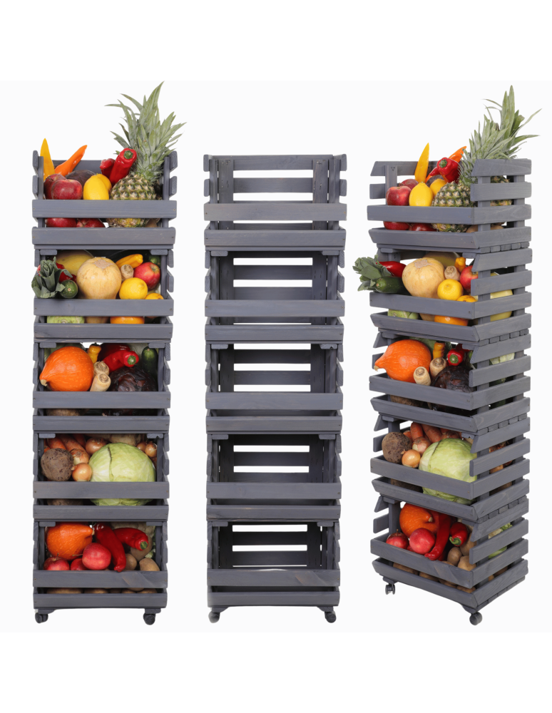 Skrzynie i skrzynki drewniane - Skrzynki na warzywa na kółkach RAWA /szer.37cm -Szare - product b2b.wamar.biz 1