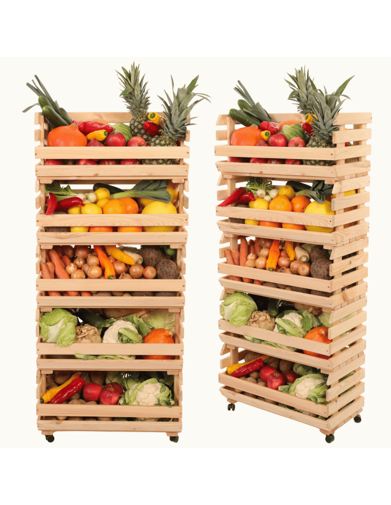 Skrzynie i skrzynki drewniane - Skrzynki na warzywa na kółkach RAWA /szer.57cm - Naturalne - product b2b.wamar.biz 1