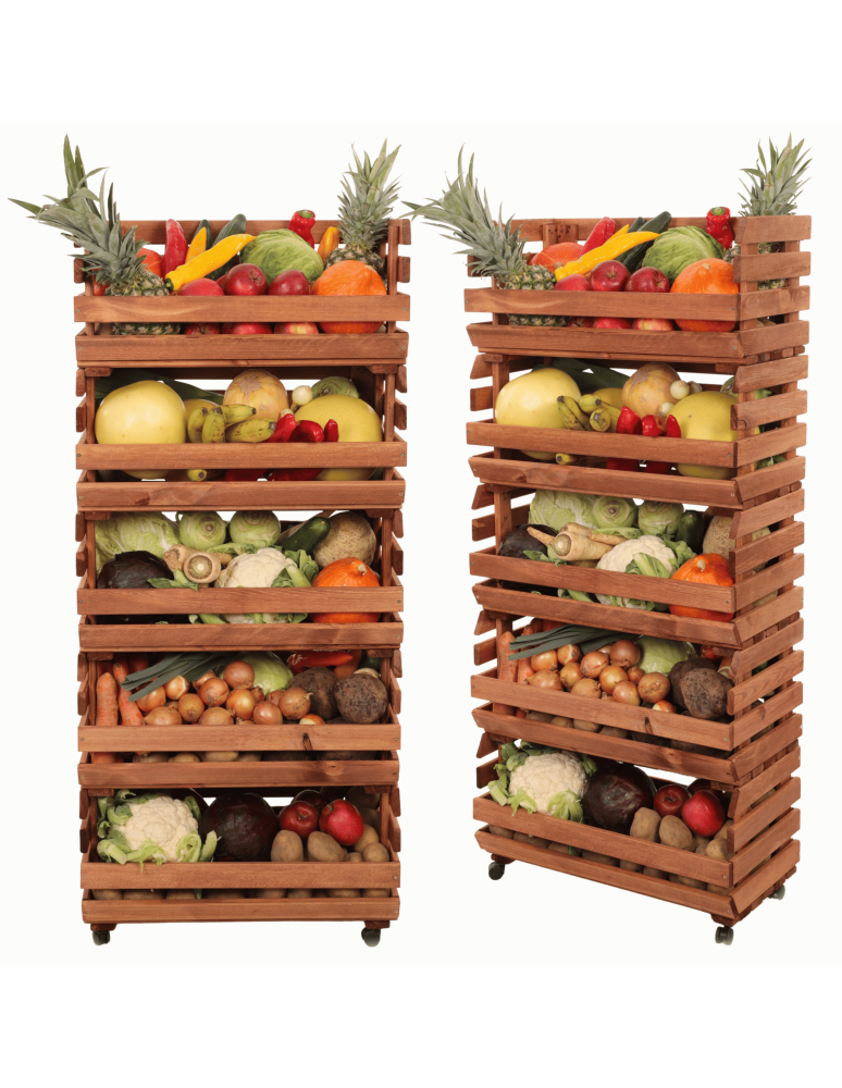 Skrzynie i skrzynki drewniane - Skrzynki na warzywa na kółkach RAWA /szer.57cm - Brązowe - product b2b.wamar.biz 1