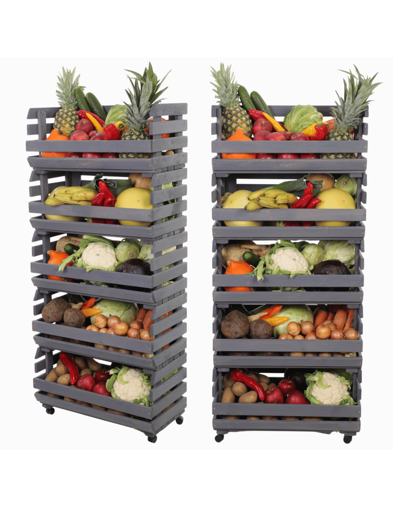 Skrzynie i skrzynki drewniane - Skrzynki na warzywa na kółkach RAWA /szer.57cm - Szare - product b2b.wamar.biz 1