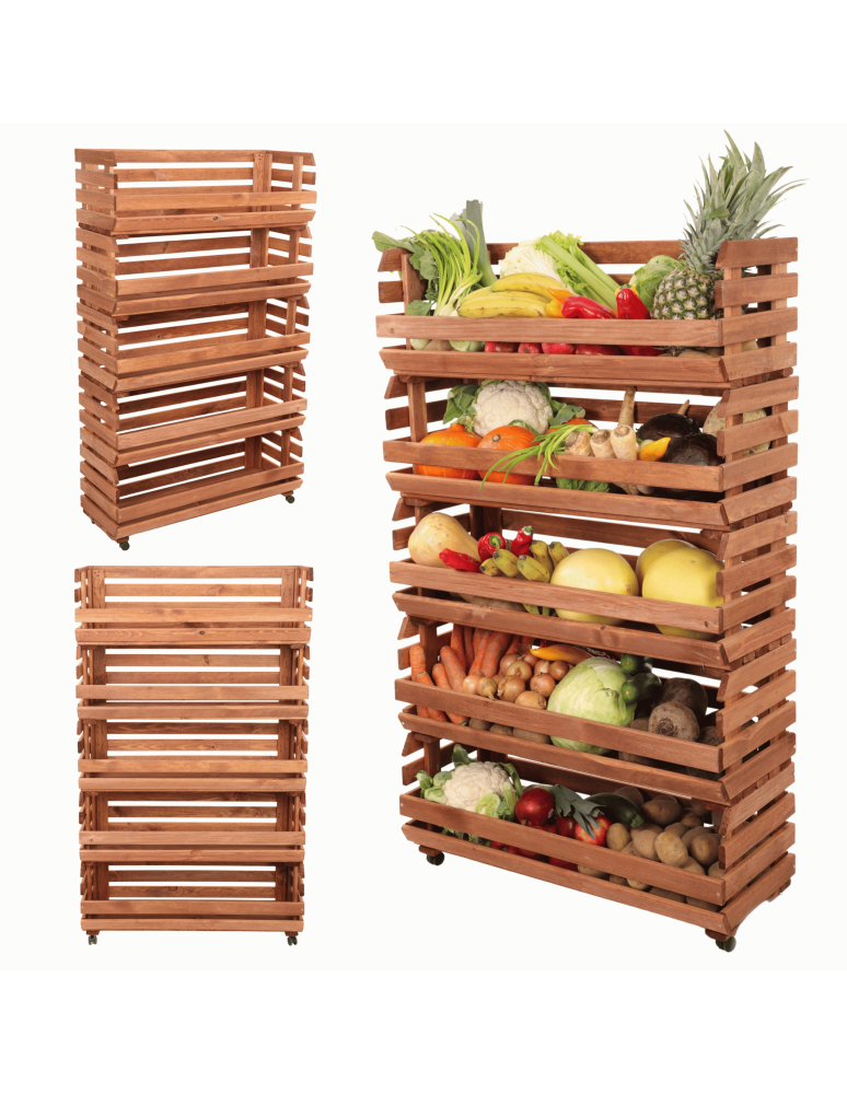 Skrzynie i skrzynki drewniane - Skrzynki na warzywa na kółkach RAWA /szer.77cm - Brązowe - product b2b.wamar.biz 1