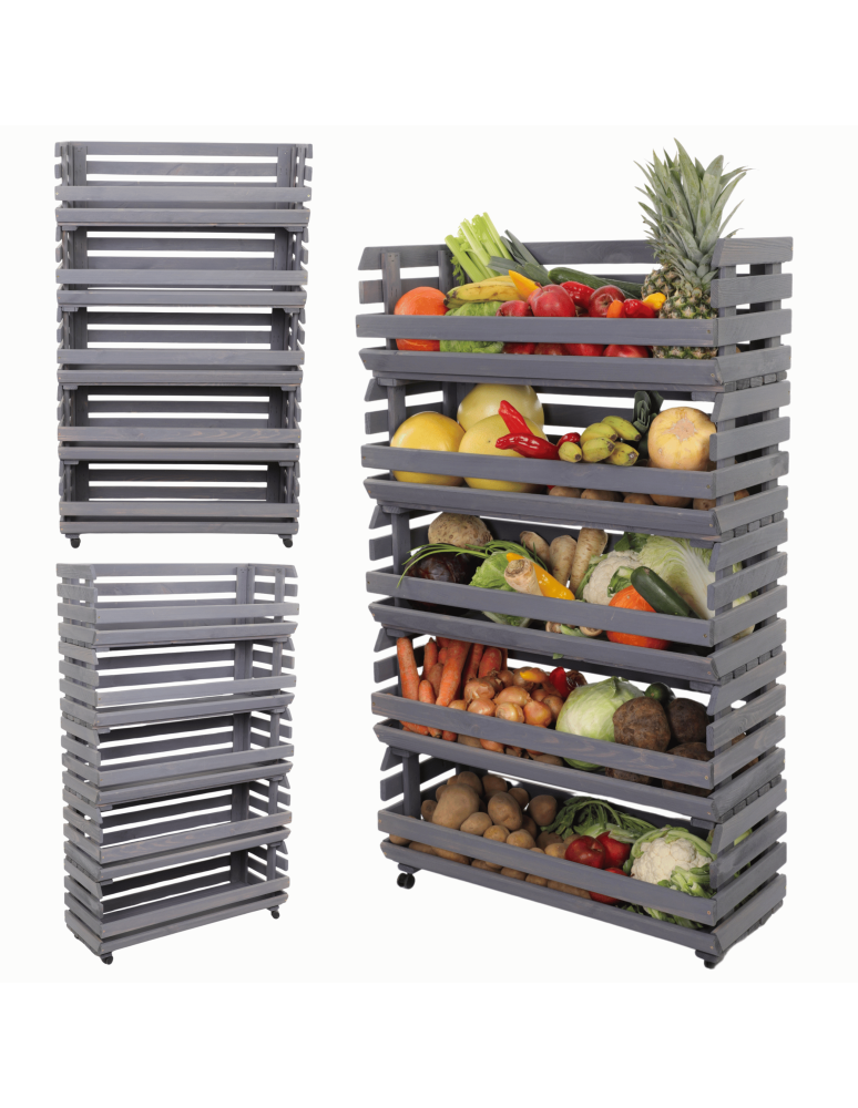 Skrzynie i skrzynki drewniane - Skrzynki na warzywa na kółkach RAWA /szer.77cm - Szare - product b2b.wamar.biz 1