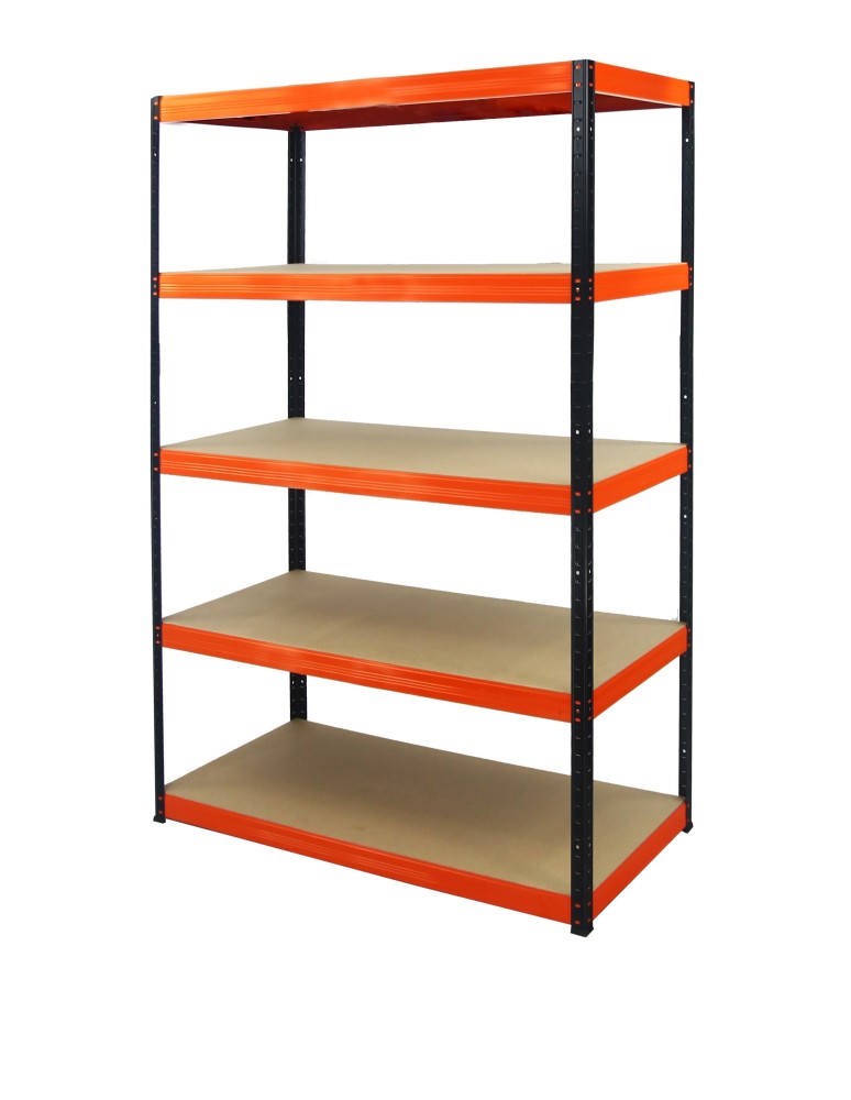 Regały - Regał Helios 196x110x60 cm 5 półek/275kg Czarno-Pomarańczowy - product b2b.wamar.biz 1