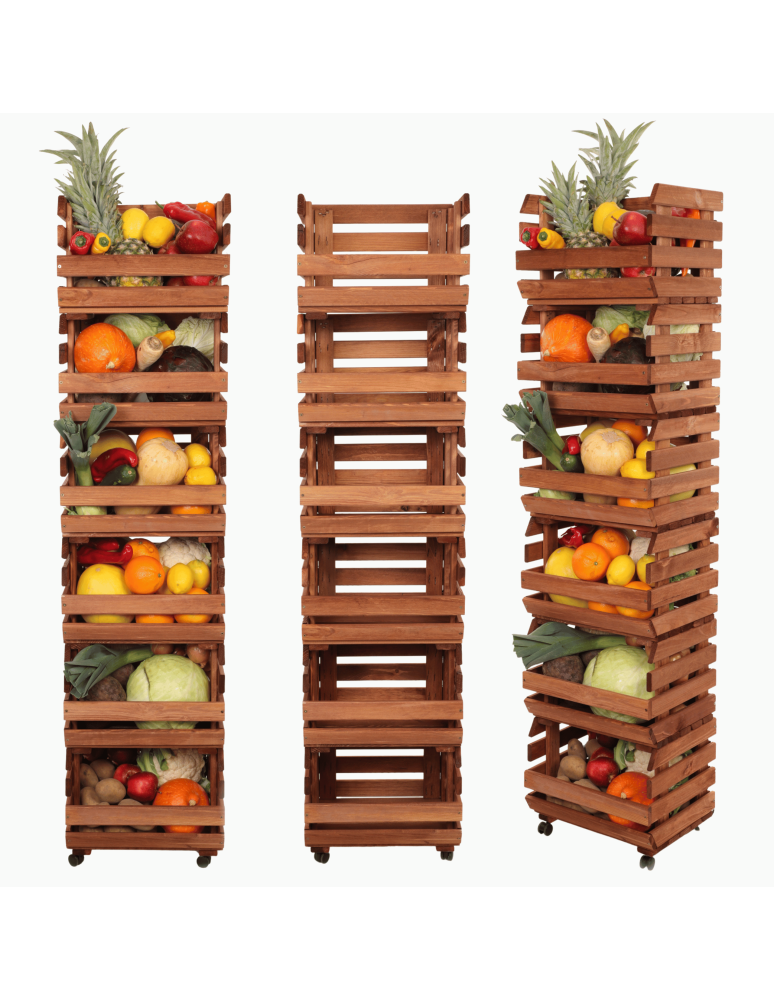 Skrzynie i skrzynki drewniane - Skrzynki na warzywa na kółkach RAWA /szer.37cm -Brązowe - product b2b.wamar.biz 1