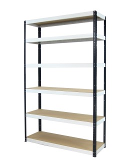 Regał Helios 196x075x60 cm 6 półek/275kg Czarno-Biały