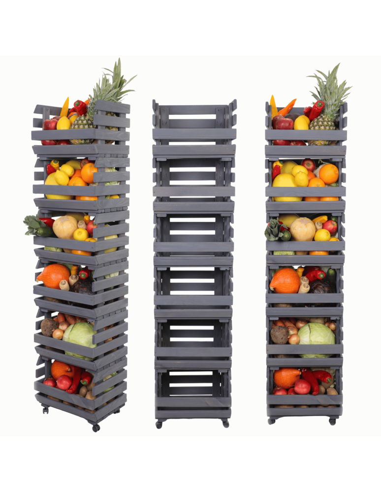 Skrzynie i skrzynki drewniane - Skrzynki na warzywa na kółkach RAWA /szer.37cm -Szare - product b2b.wamar.biz 1