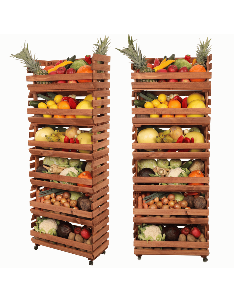 Skrzynie i skrzynki drewniane - Skrzynki na warzywa na kółkach RAWA /szer.57cm - Brązowe - product b2b.wamar.biz 1