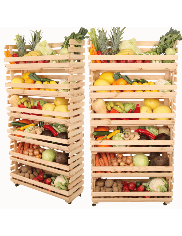 Skrzynie i skrzynki drewniane - Skrzynki na warzywa na kółkach RAWA /szer.77cm - Naturalne - product b2b.wamar.biz 1