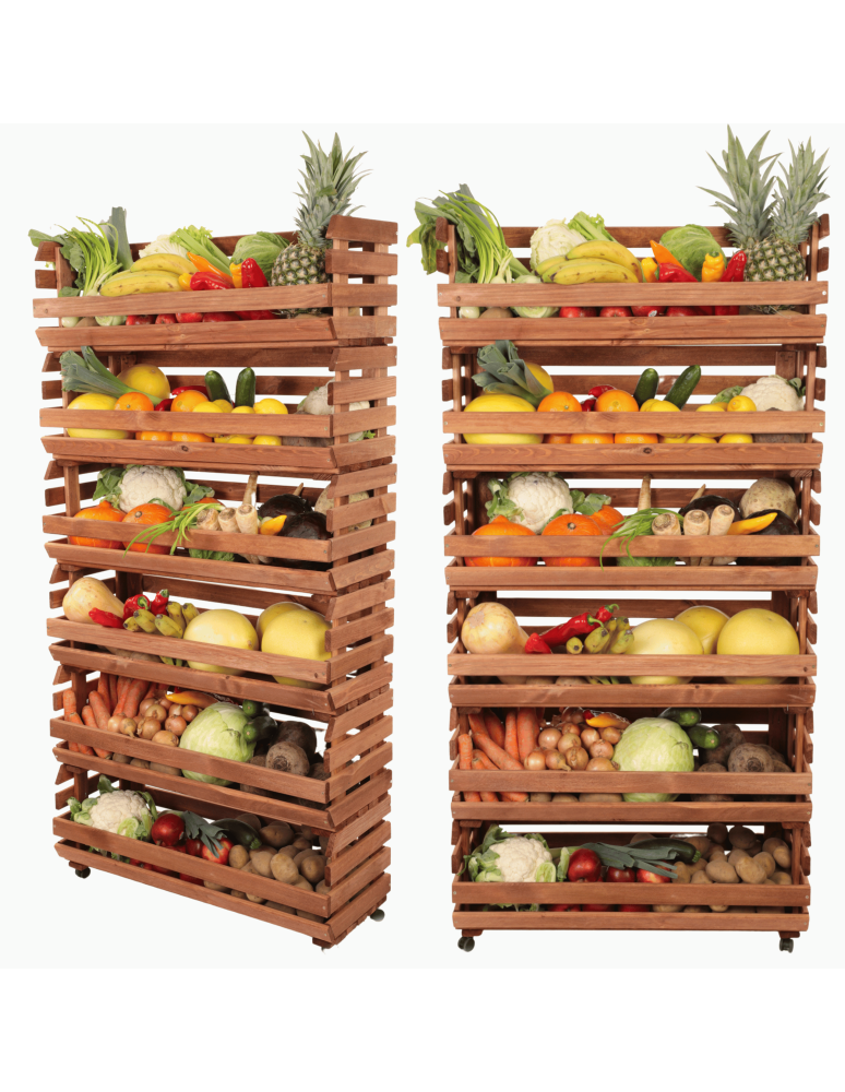 Skrzynie i skrzynki drewniane - Skrzynki na warzywa na kółkach RAWA /szer.77cm - Brązowe - product b2b.wamar.biz 1