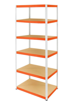 Regał Helios 213x75x50 cm 6 półek/350kg Biało-Pomarańczowy