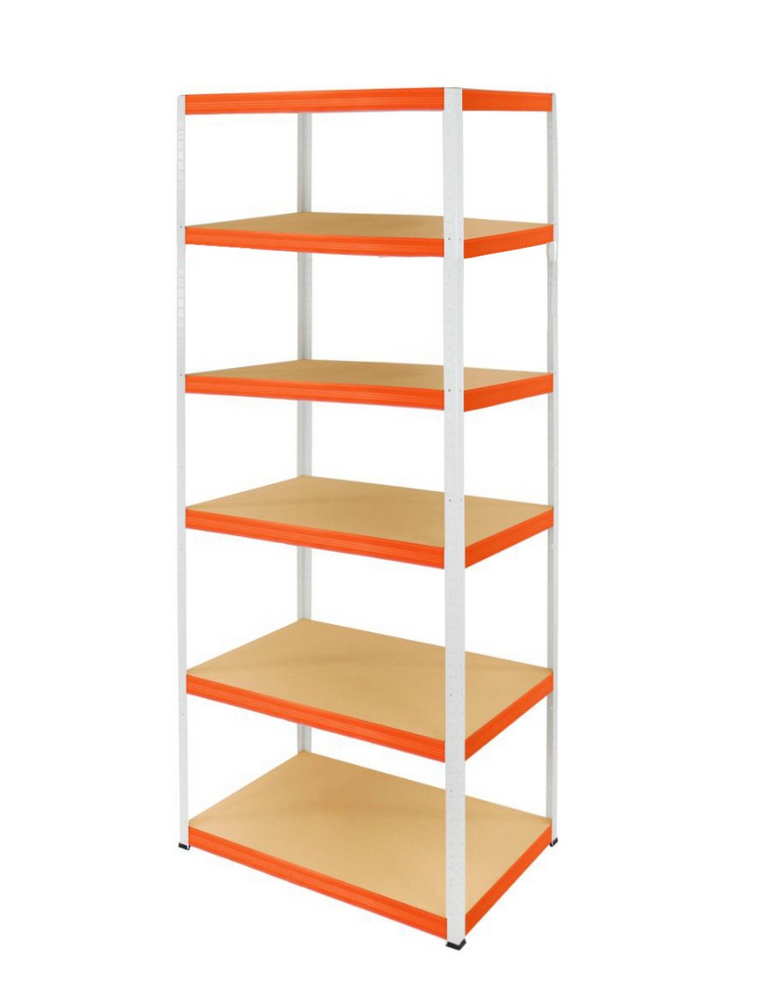 Regały Magazynowe - Regał Helios 213x100x60 cm 6 półek/350kg Biało-Pomarańczowy - product b2b.wamar.biz 1