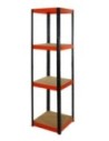 Regał Helios 180x45x45 cm 4 półki/175kg Czarno-Pomarańczowy