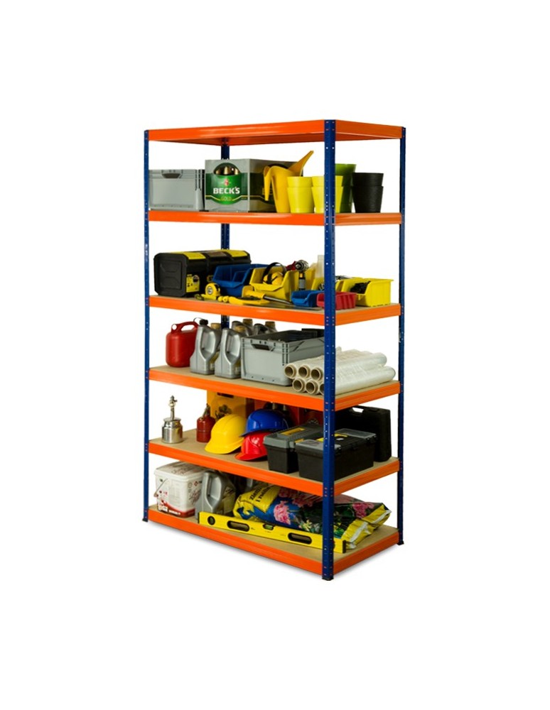 Regały - Regał Helios 196x110x60 cm 6 półek/350kg Biało-Niebieski - product b2b.wamar.biz 2