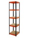 Regał Helios 180x40x40 cm 5 półek/175kg Czarno-Pomarańczowy