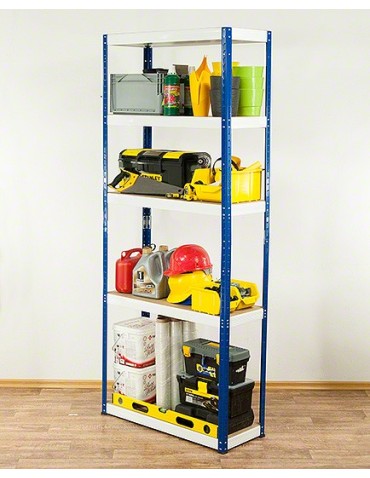 Regały - Regał Helios 213x75x30 cm 5 półek/350kg Czarno-Biały - produkt 5