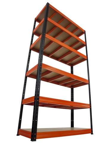 Regały Magazynowe - Regał Helios 196x100x50 cm 6 półek/400kg Biało-Pomarańczowy - product 11