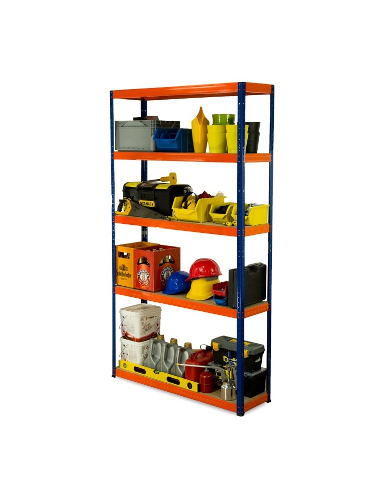 Regały - Regał Helios 196x110x35 cm 5 półek/400kg Biało-Niebieski - product b2b.wamar.biz 2