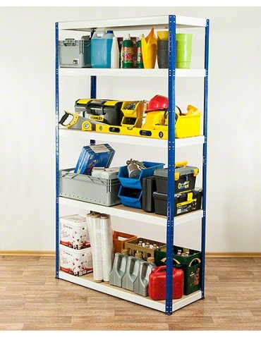Regały - Regał Helios 196x110x45 cm 5 półek/400kg Biało-Niebieski - product 6