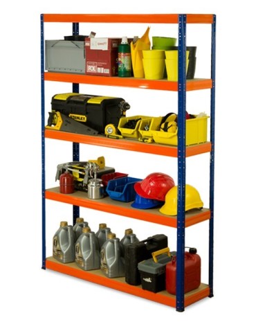 Regały - Regał Helios 196x100x60 cm 5 półek/275kg Czarno-Pomarańczowy - product 1