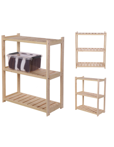 Regał drewniany do spiżarni LSR 3 półki proste Naturalny