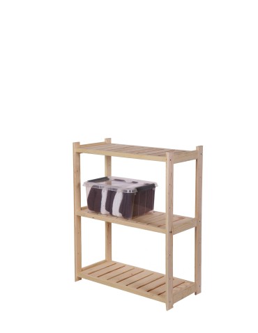 Regały - Regał drewniany do spiżarni LSR 3 półki proste Naturalny - product 3