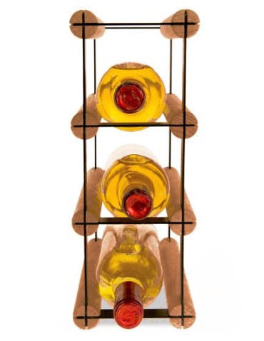 Regały - Stojak na 3 Butelki Szklane/ PET — RW-8/ 1x3 — Brązowy - product 3