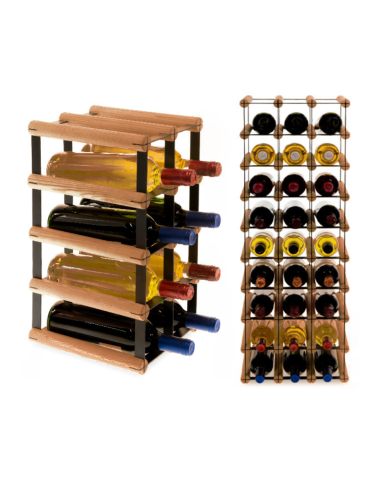 Stojak na 8 Butelek Szklanych/ PET — RW-8/ 2x4 — Brązowy