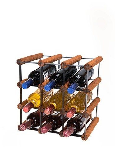 Regały - Stojak na 9 Butelek Szklanych/ PET — RW-8/ 3x3 — Brązowy - product 4