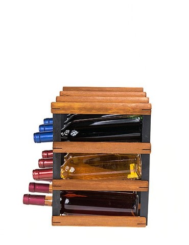 Regały - Stojak na 9 Butelek Szklanych/ PET — RW-8/ 3x3 — Brązowy - product 5