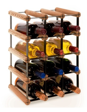 Regały - Stojak na 12 Butelek Szklanych/ PET — RW-8/ 3x4 — Brązowy - product 5